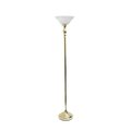 Elegant Designs 1 Light Floor Lamp with Marbleized White Glass Shade, Gold LF2001-GLD